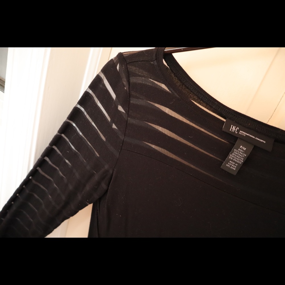 INC quarter sleeve black top